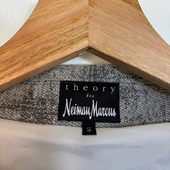 Theory For Neiman Marcus  Blazer Jacket Size Small Washed Brocade Wool Nikel - Picture 4 of 10